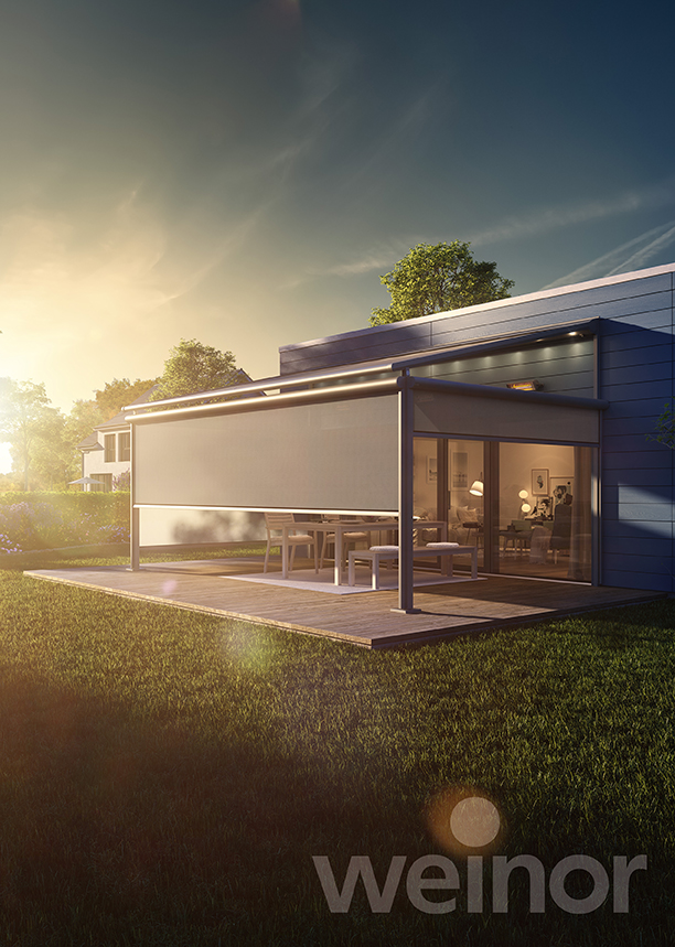 Plaza Viva overkapping met verticale zonwering